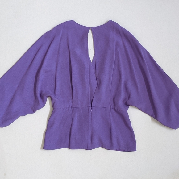 Diane Von Furstenberg Purple Crepe Wrap Blouse - Picture 4 of 8